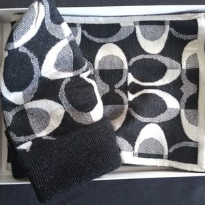 Coach Accessories - Black Knitted Coach Beanie and Scarf Coach Accessories - Black Knitted Coach Beanie and Scarf